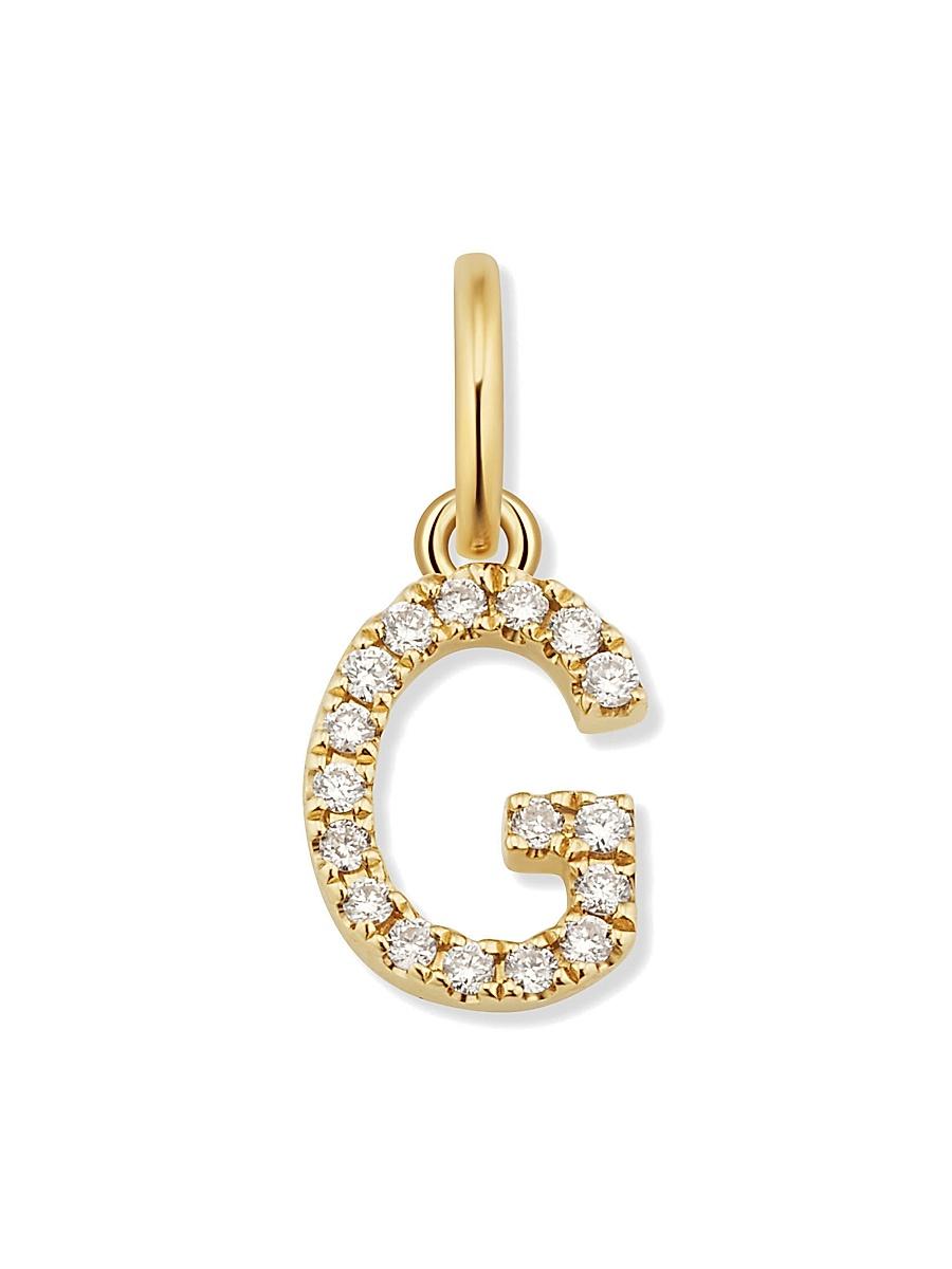 Womens 14K Yellow Gold My Letter Diamond Initial Pendant Charm Product Image