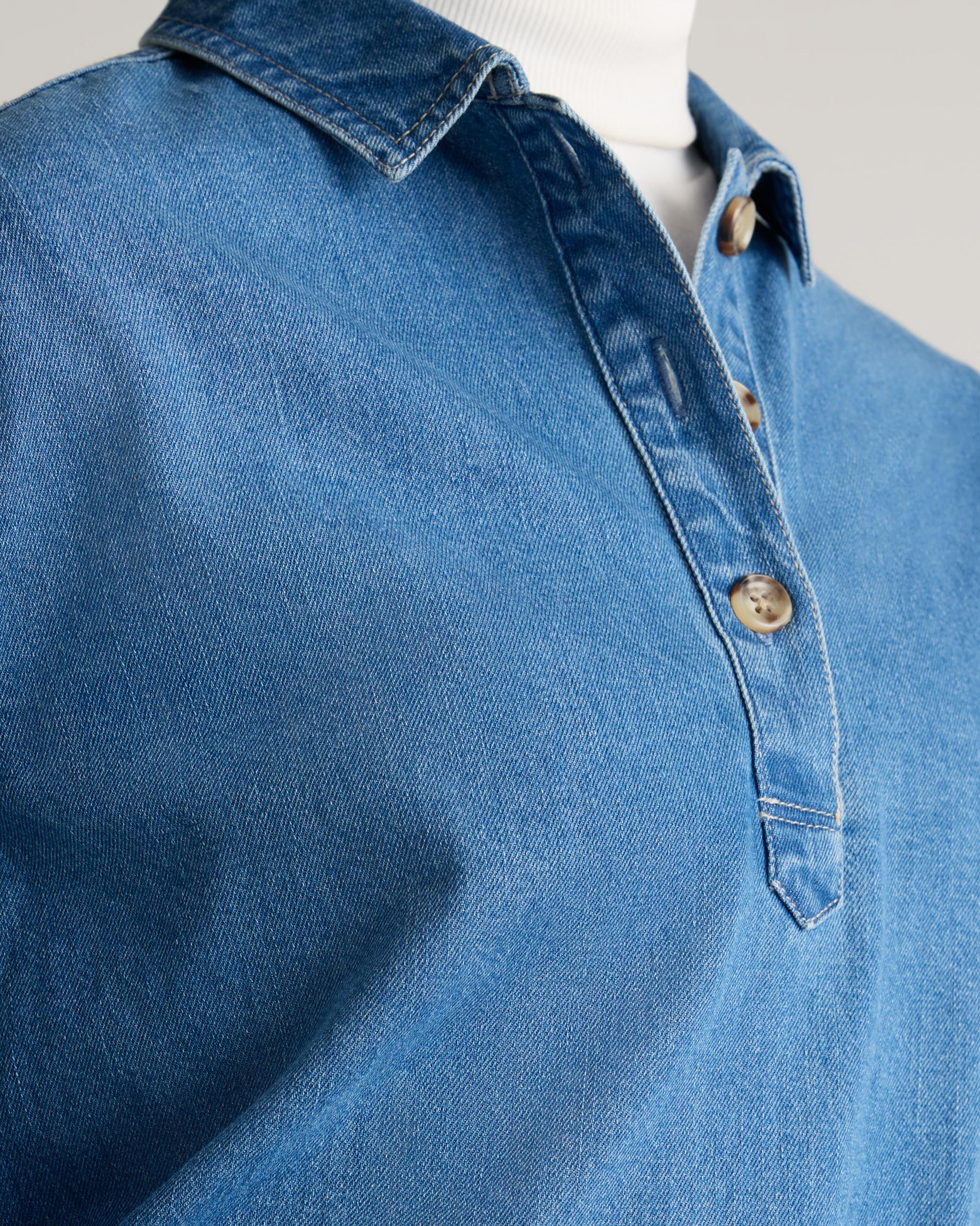 Quince | Women's Distressed Denim Popover Shirt Organic Cotton Product Image