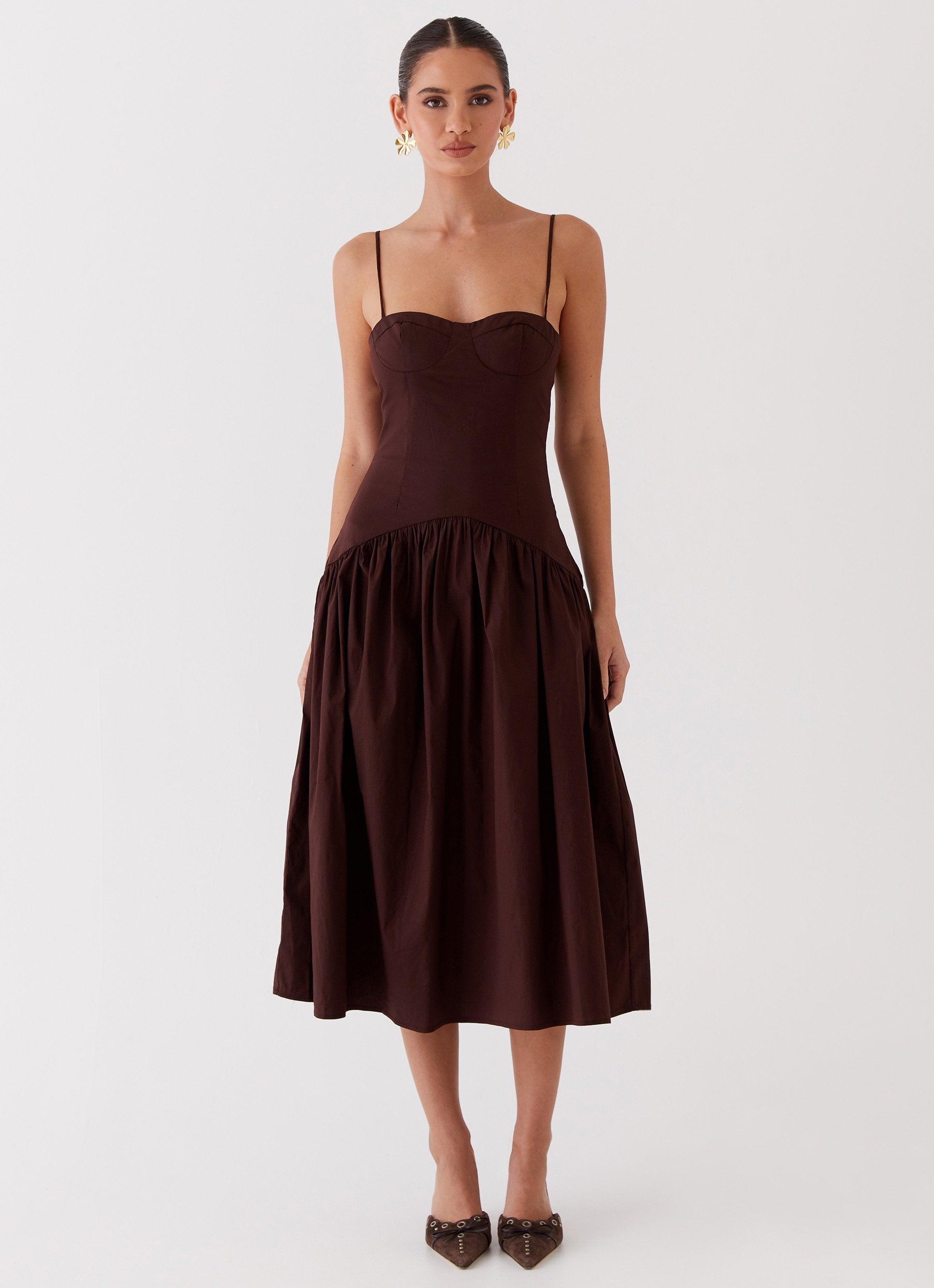 Yvette Corset Midi Dress - Chocolate Product Image