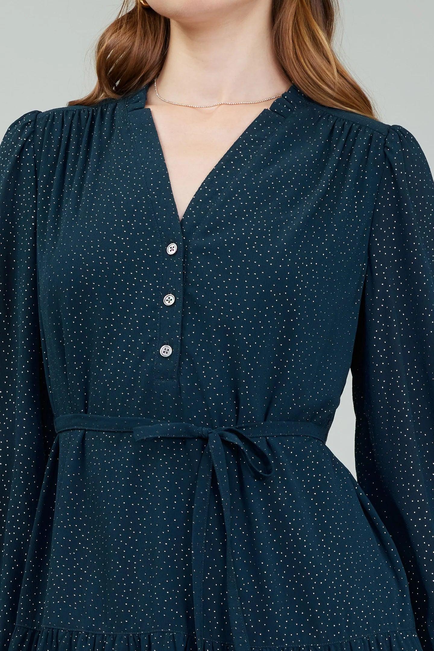 Ruffled Front Tiered Midi Dress Product Image