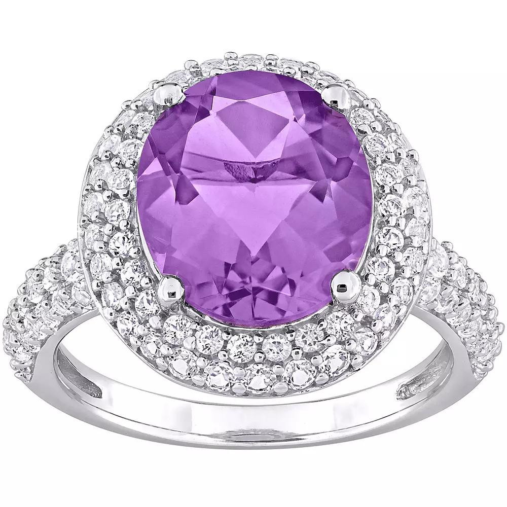 Stella Grace Sterling Silver Amethyst & White Topaz Double Halo Ring, Women's,  Product Image