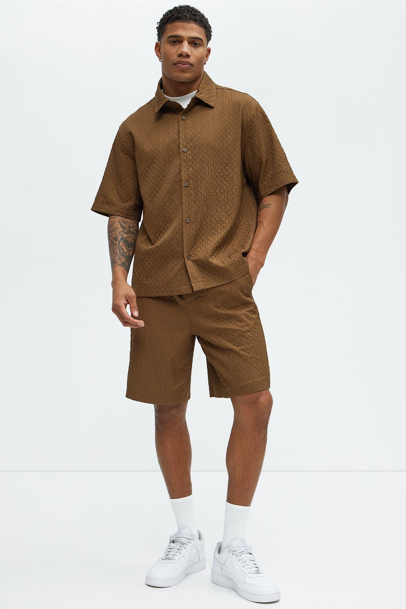 Mounce Textured Shorts - Brown Product Image