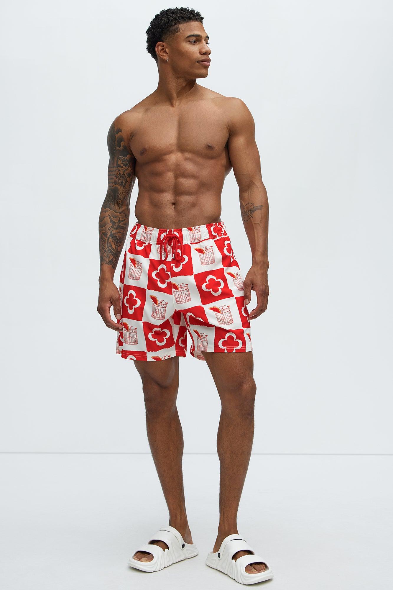 Fancy A Drink Printed Swim Classic Trunk - Red/combo Product Image