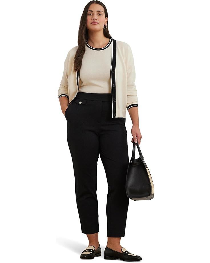 Plus Size Linen-Blend Short-Sleeve V-Neck Sweater Product Image