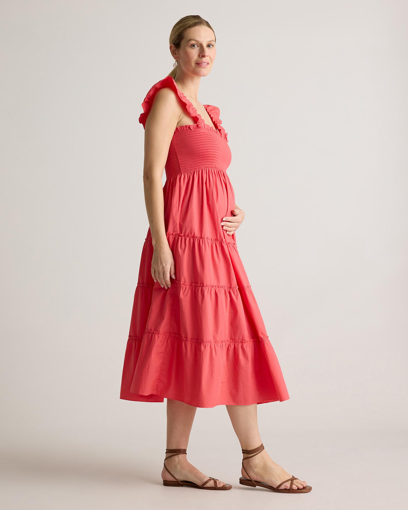 Quince | Women's Poplin Maternity Smocked Midi Dress Size XL, Organic Cotton Product Image