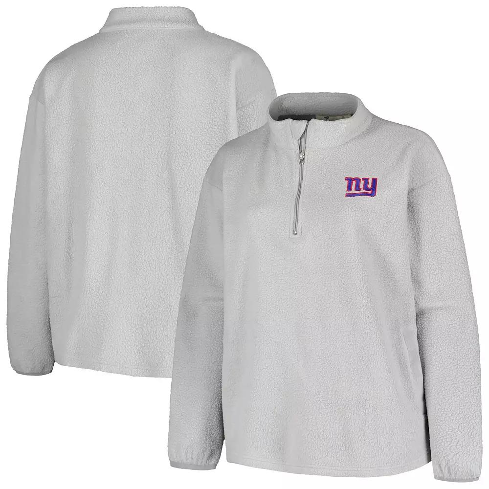Women's Profile Gray New York Giants Plus Size Sherpa Quarter-Zip Jacket, Size: 3XL, Grey Product Image