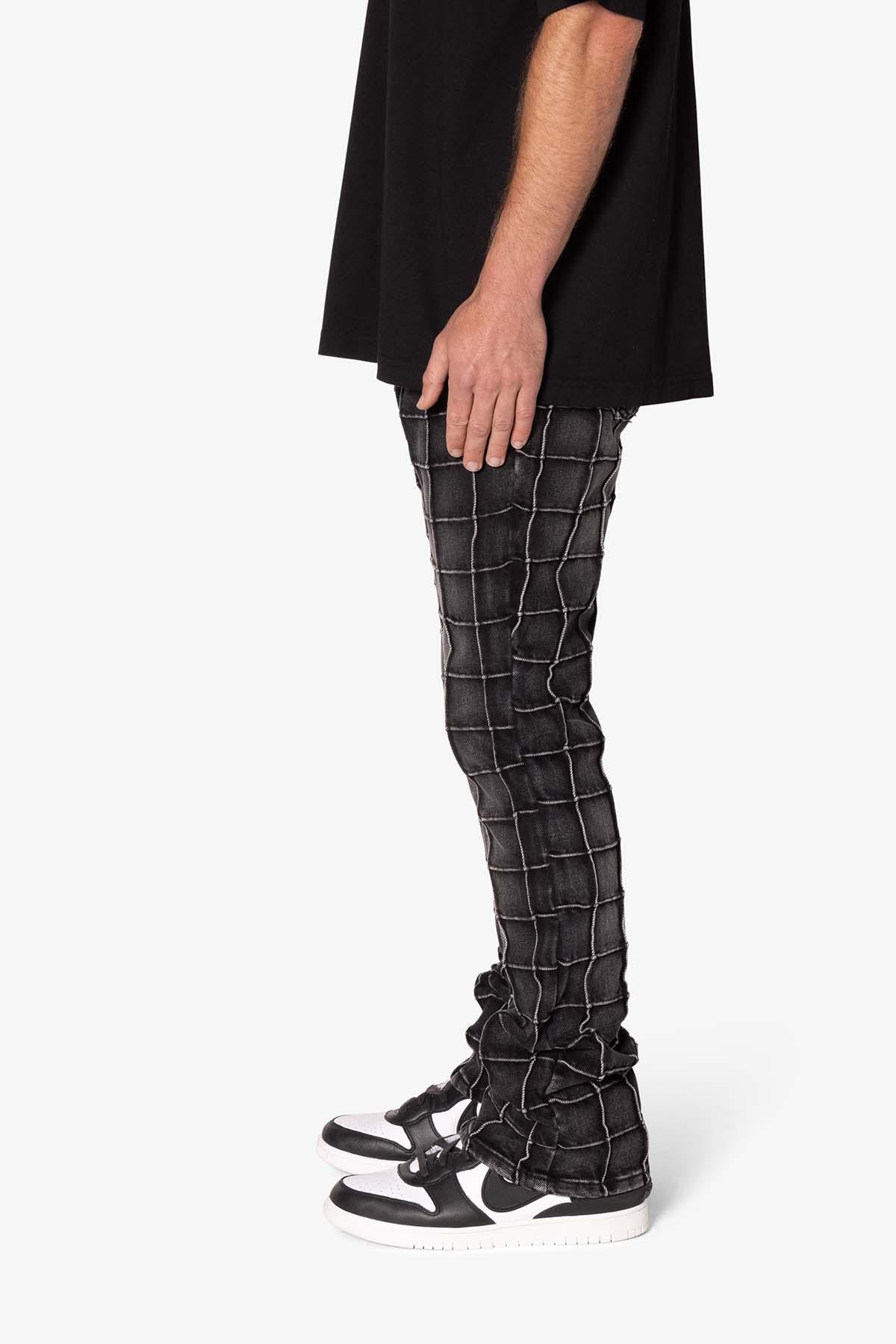 B665 Pleated Square Flare Denim - Black Product Image