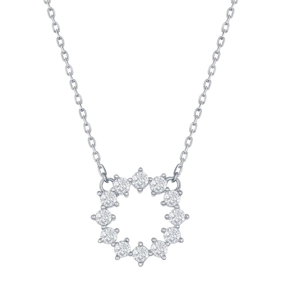 Sterling Silver Cubic Zirconia Circle Pendant Necklace, Women's, Size: 18" Product Image