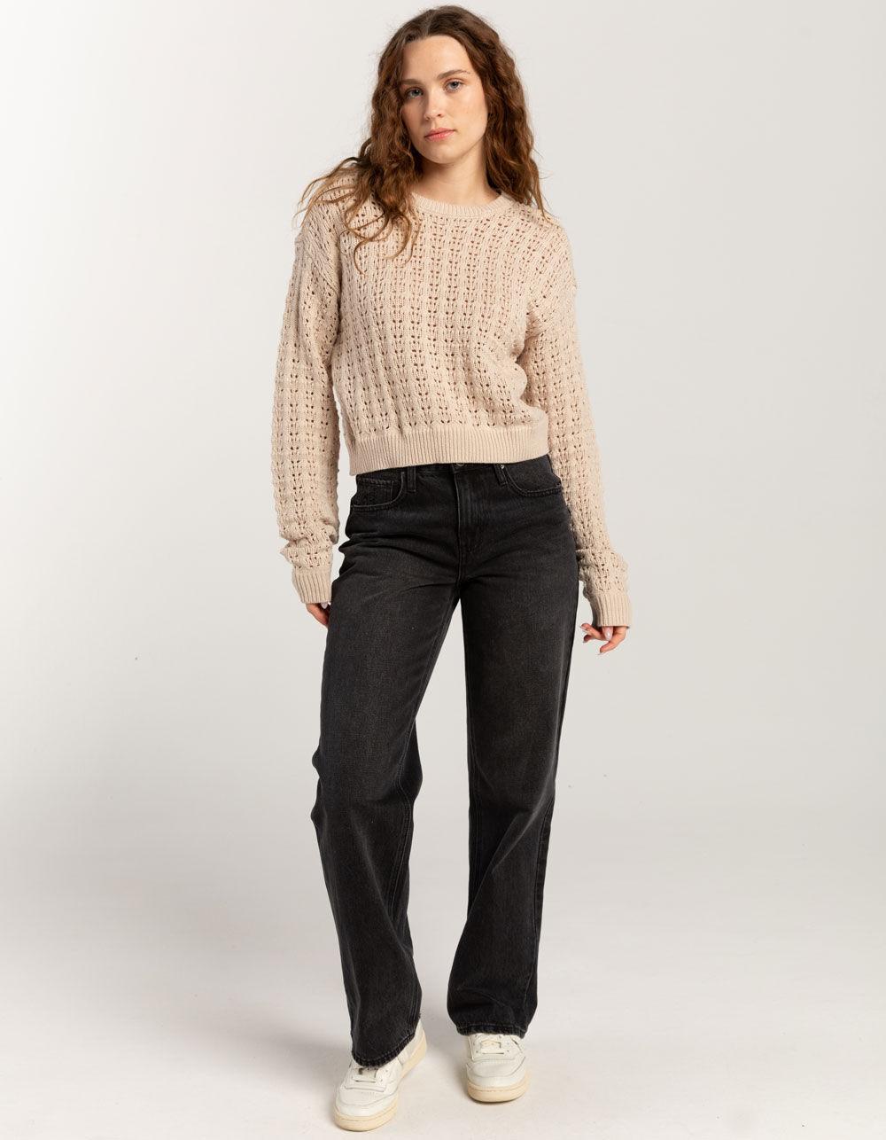FULL TILT Open Weave Womens Sweater - TAN Product Image
