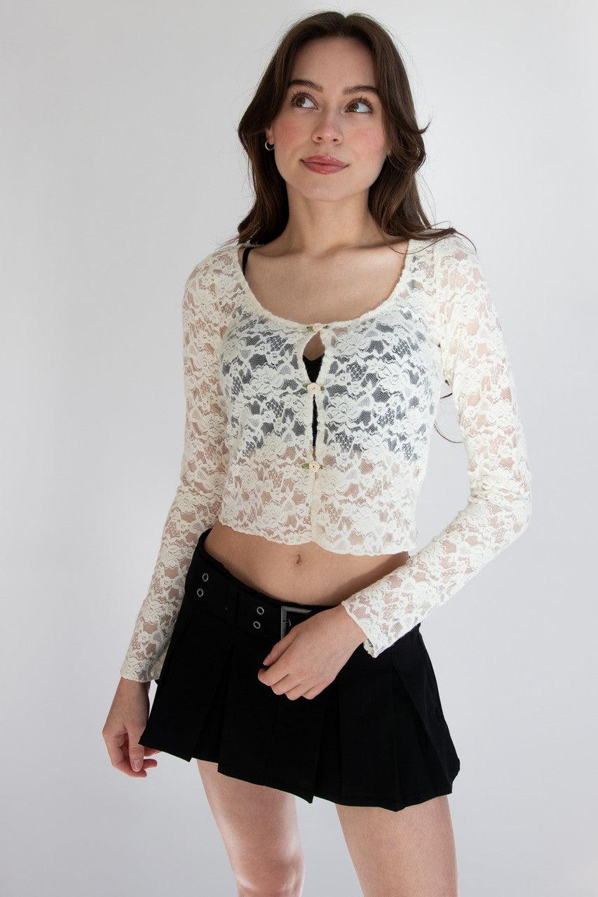Rose Bud Lace Long Sleeve Top Product Image