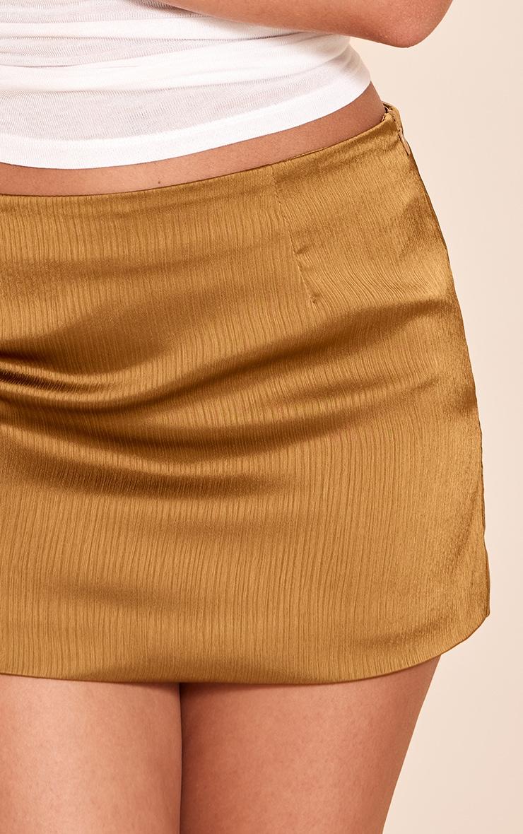  Dark Chartreuse Textured Satin A Line Mini Skirt Product Image
