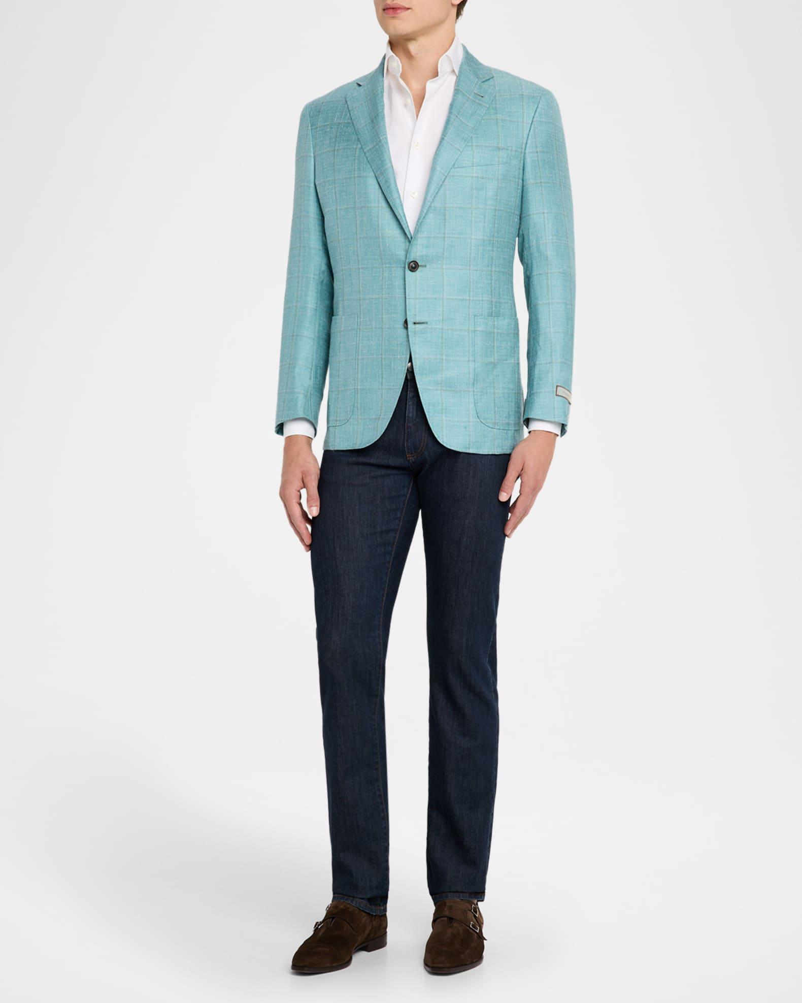 Men's Cashmere, Silk and Linen Windowpane Sport Coat Product Image