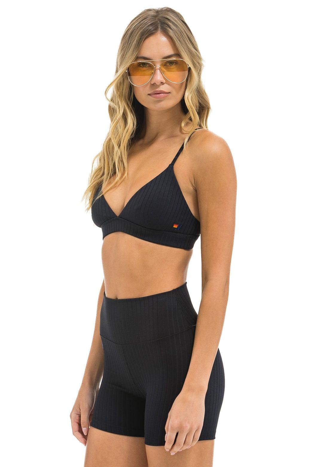 WIDE RIB 4IN HI-RISE BIKER SHORT - BLACK Female Product Image