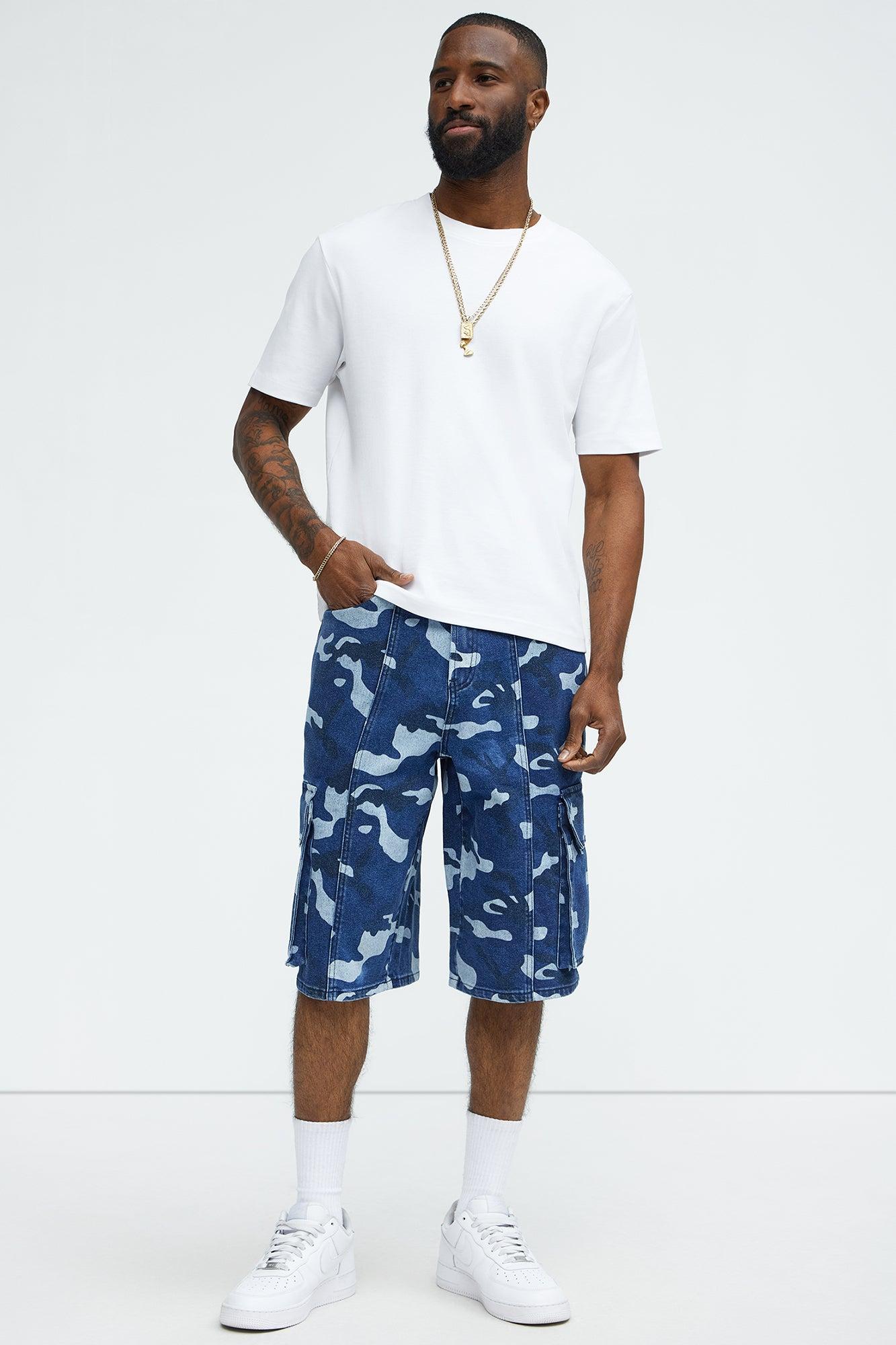 Cargo Camo Baggy Denim Shorts - Camouflage Product Image