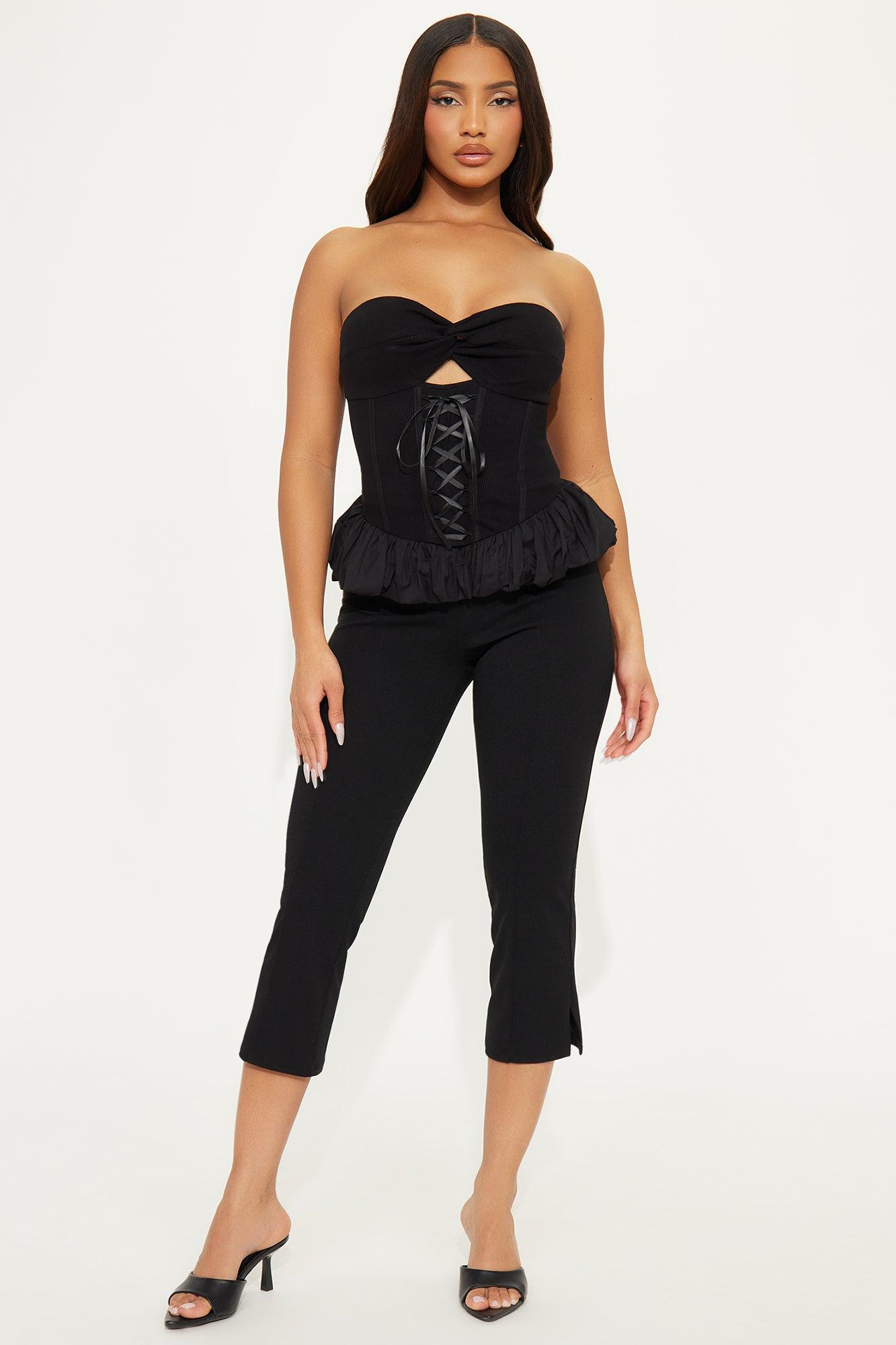 Chantel Strapless Bubble Hem Top - Black Product Image