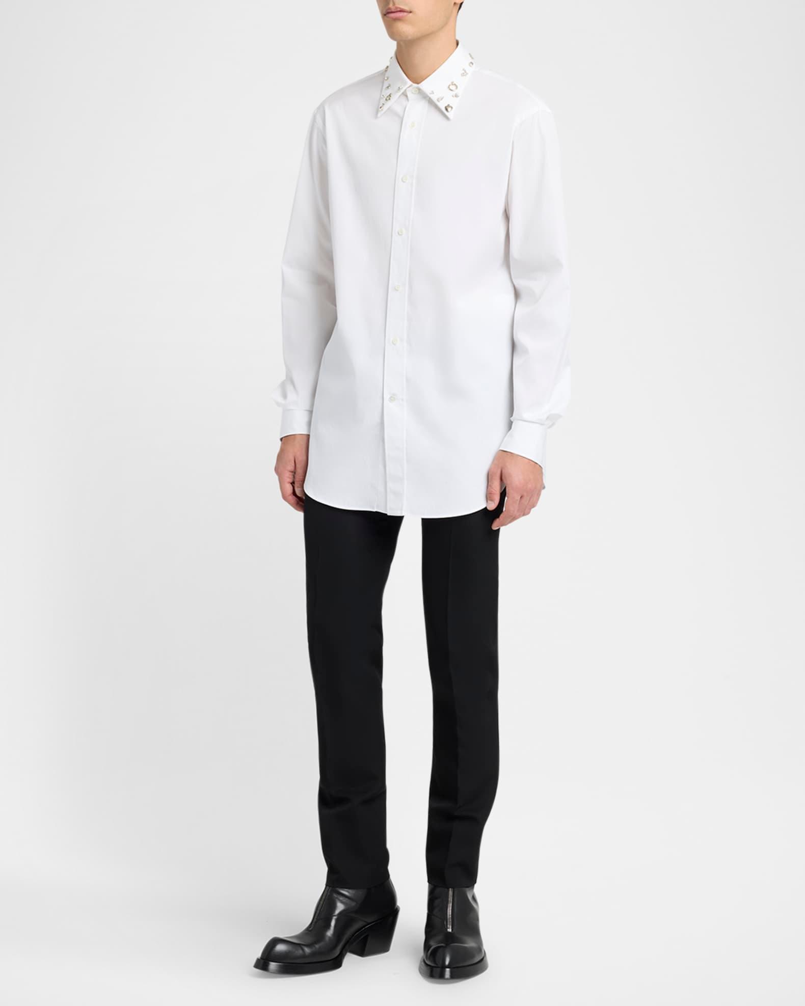 Men's Embellished-Collar Poplin Sport Shirt Product Image