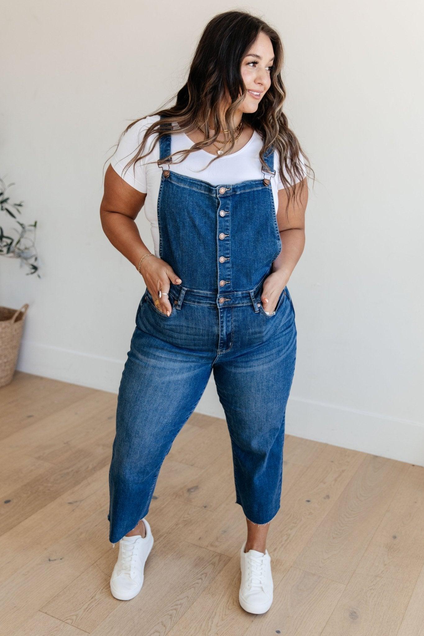 Priscilla High Rise Crop Wide Leg Denim Overalls (Online Exclusive) Product Image