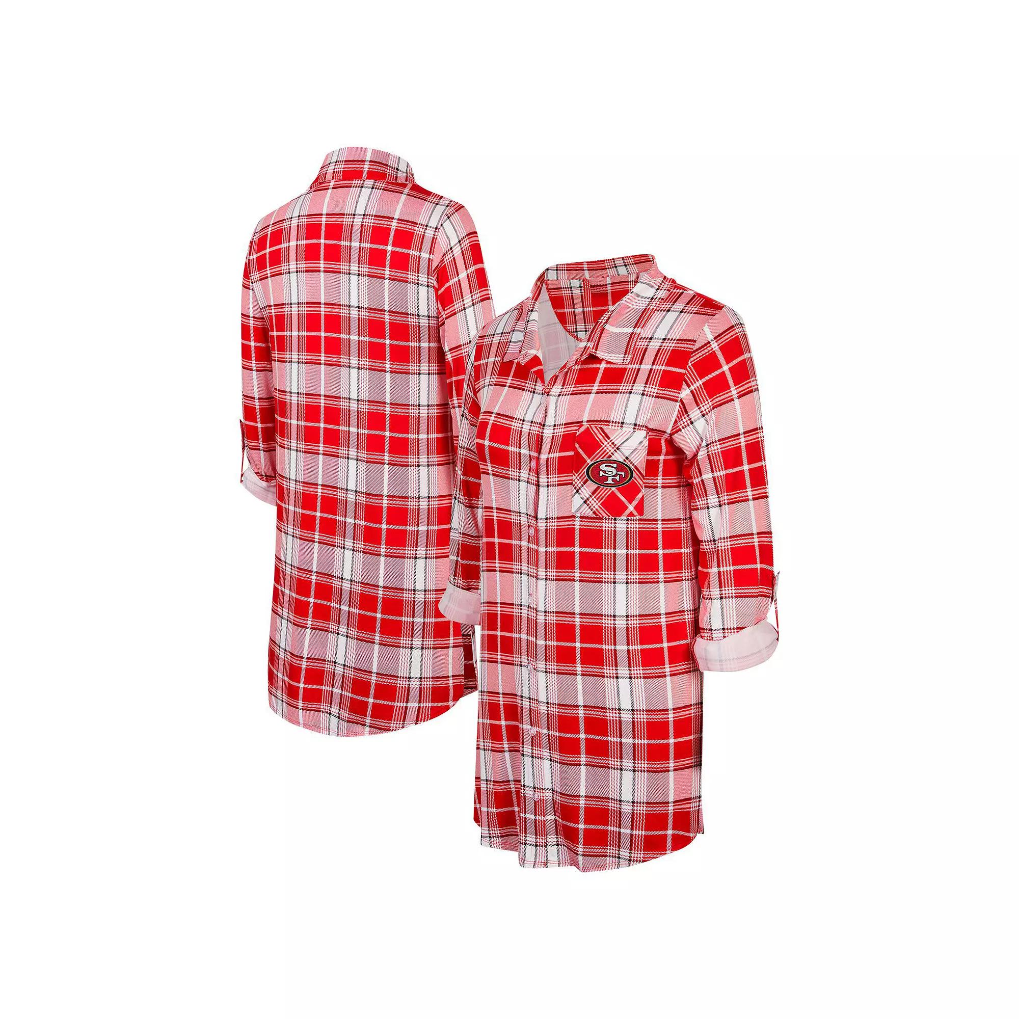 Women's Concepts Sport Scarlet San Francisco 49ers Ashford Plaid Knit Nightshirt, Size: Large, Red Product Image