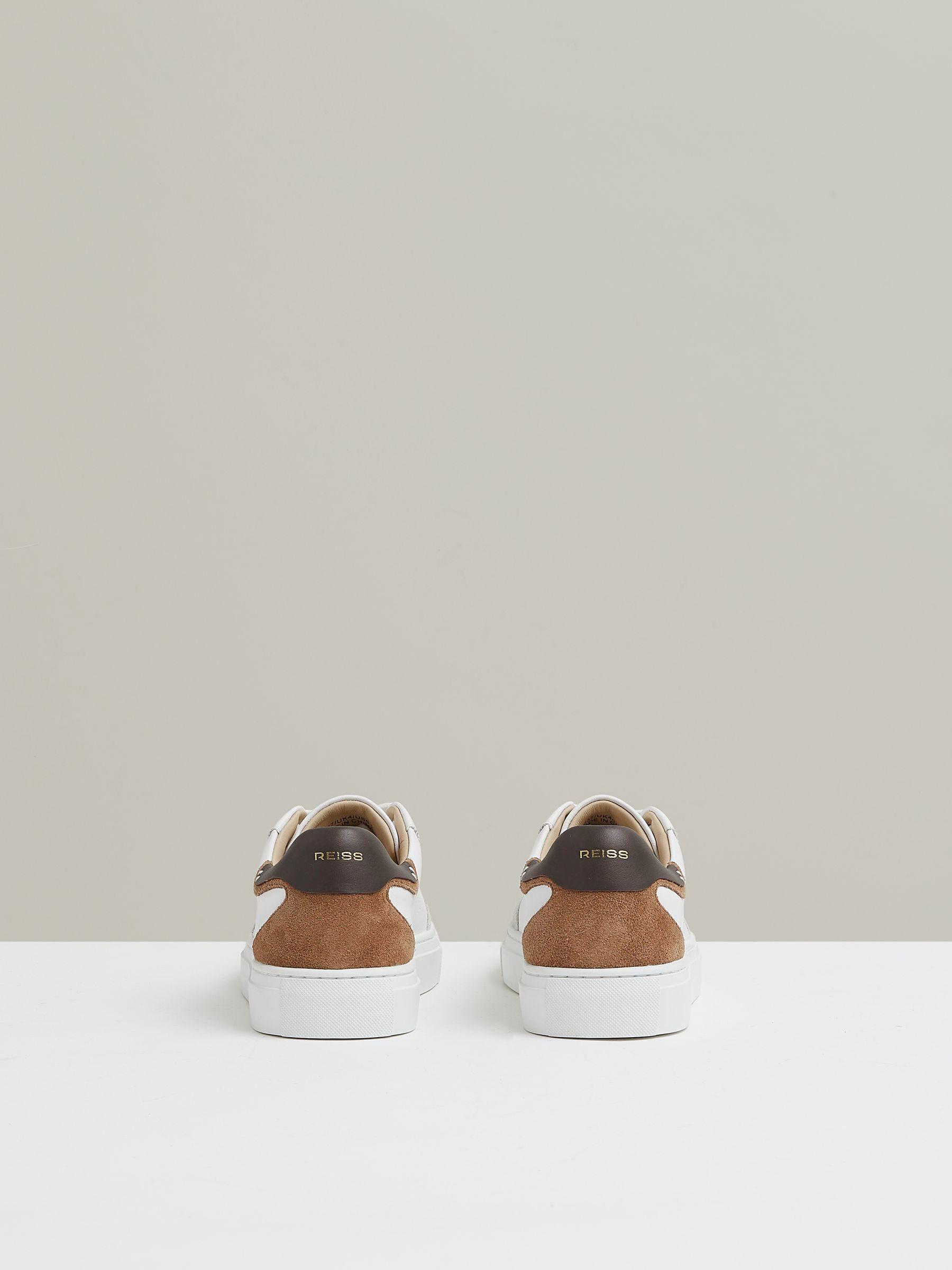 Leather Contrast Detail Trainers in Chocolate/White Product Image