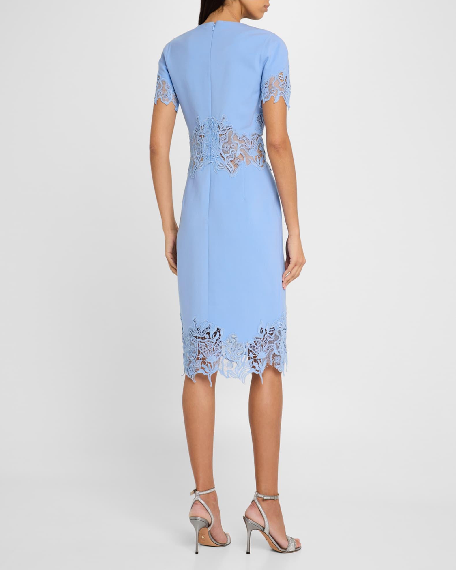 Lace-Inset Short-Sleeve Pencil Dress Product Image