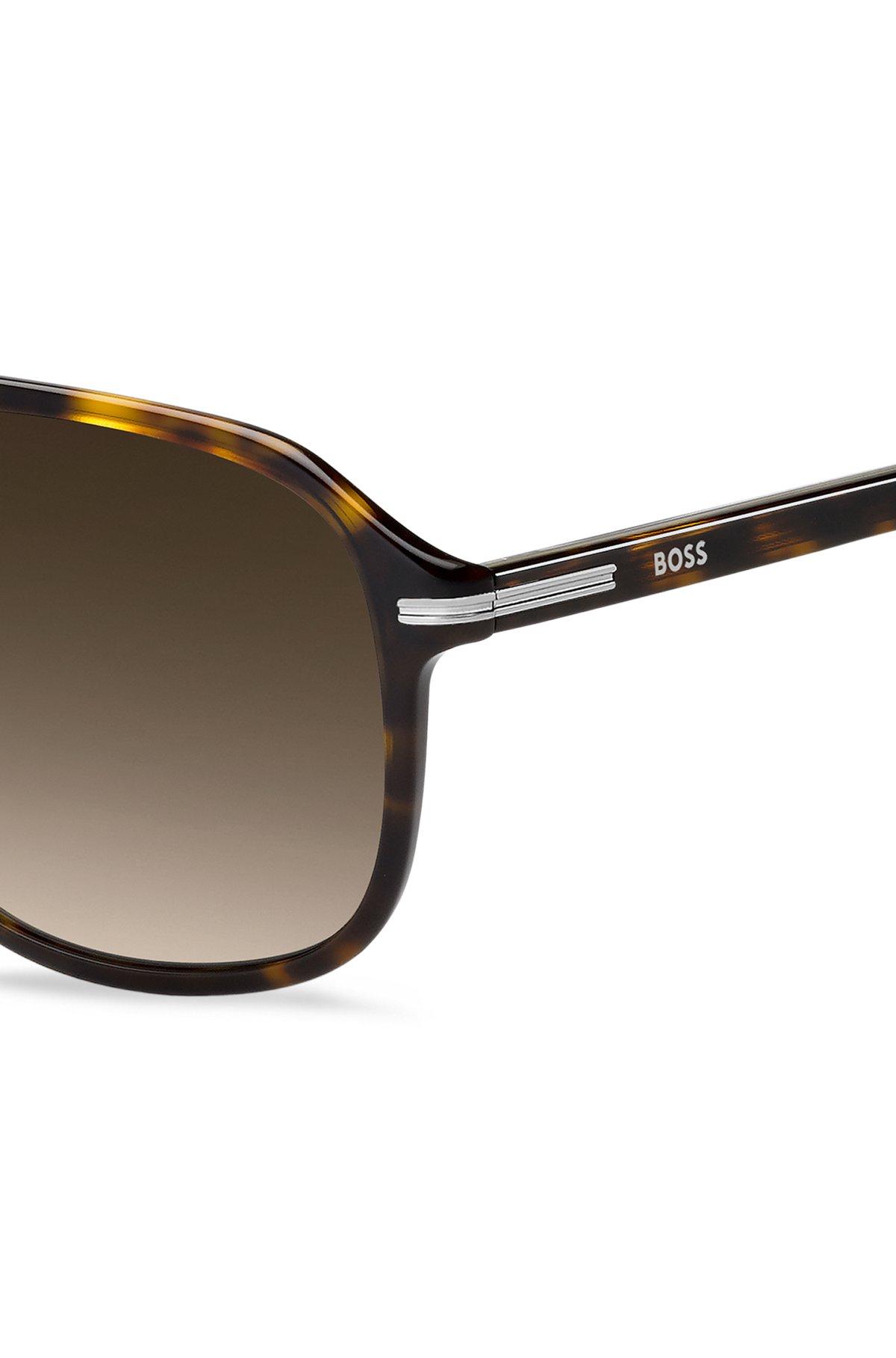 BOSS - Havana-acetate sunglasses with silver-tone trims Product Image