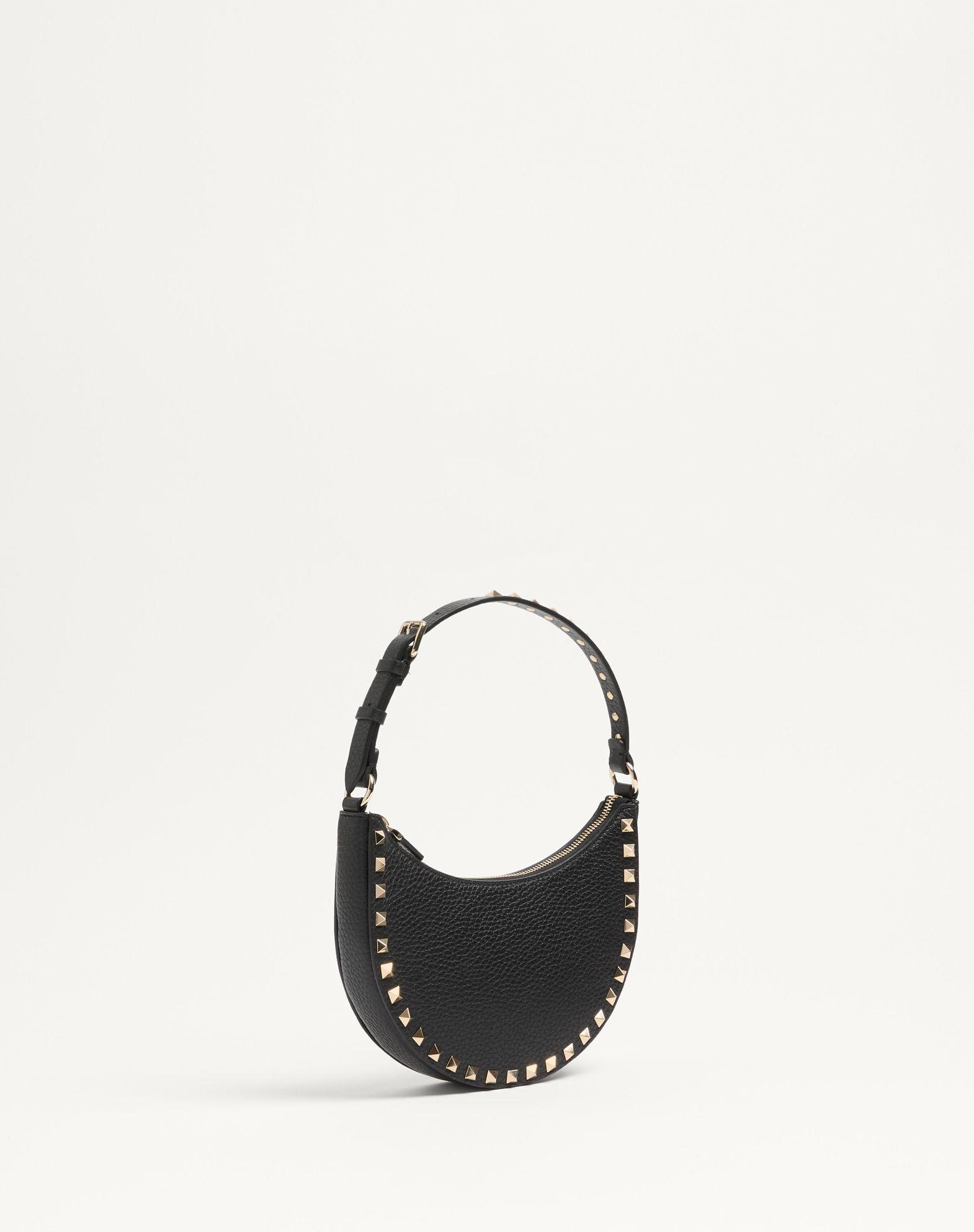 Mini Rockstud Hobo Bag In Grainy Calfskin Product Image