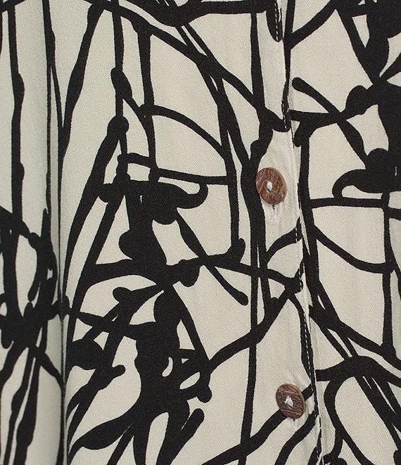 Bryn Walker Mirren Rayon Crepe Netta Print Collar Neck Long Sleeve Button Front Top Product Image