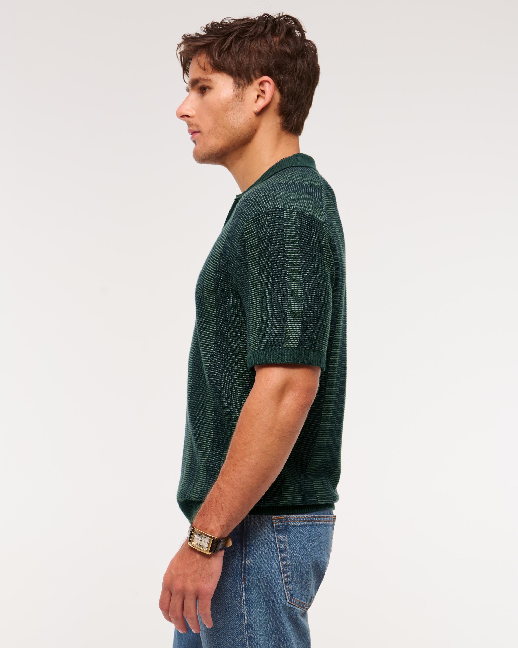 Contrast Textural Zip Sweater Polo Product Image
