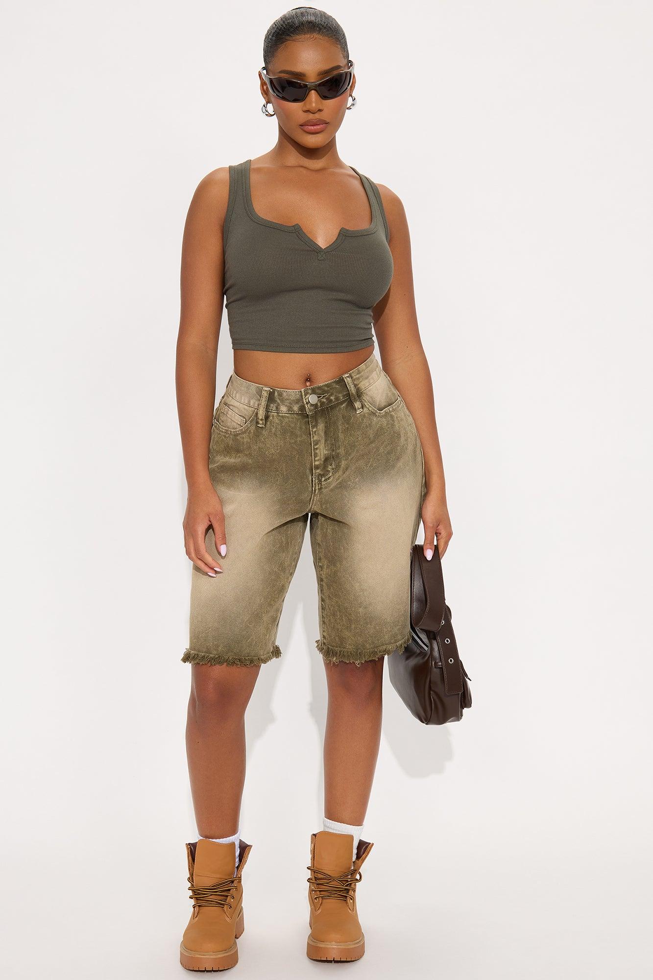 Leah Ribbed Tank Top - Olive Female Product Image