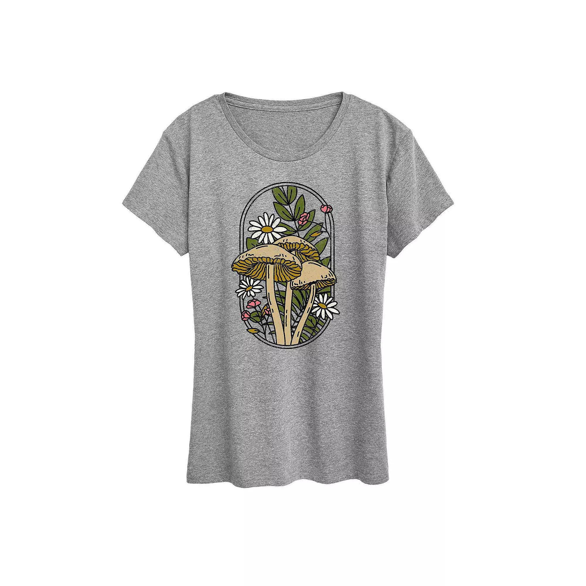 Women's Mushrooms And Flowers Graphic Tee, Girl's,  Product Image