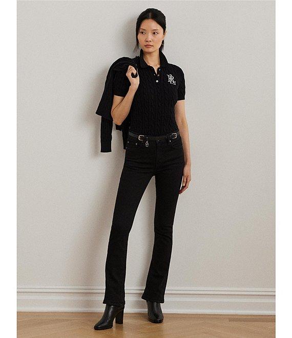 Lauren Ralph Lauren Cable Knit Polo Collar Short Sleeve Shirt Product Image