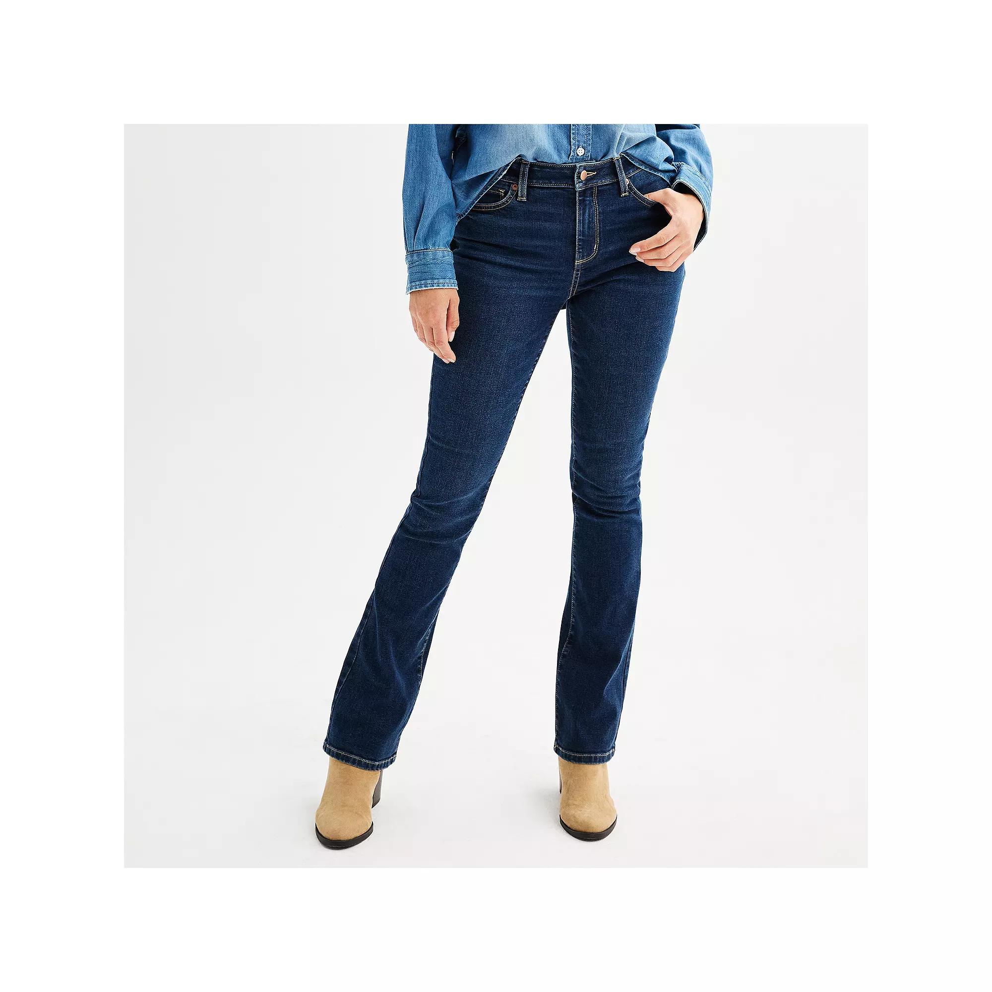 Petite Sonoma Goods For Life® Premium Mid-Rise Bootcut Jeans, Women's, Size: 10 Petite, Dark Blue Product Image