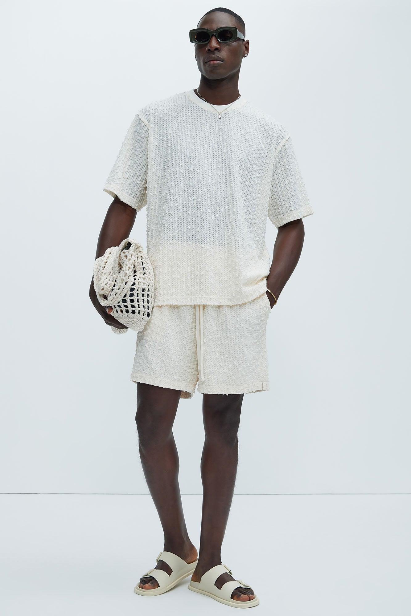 Pop Textured Crew Neck Tee - Ivory Product Image