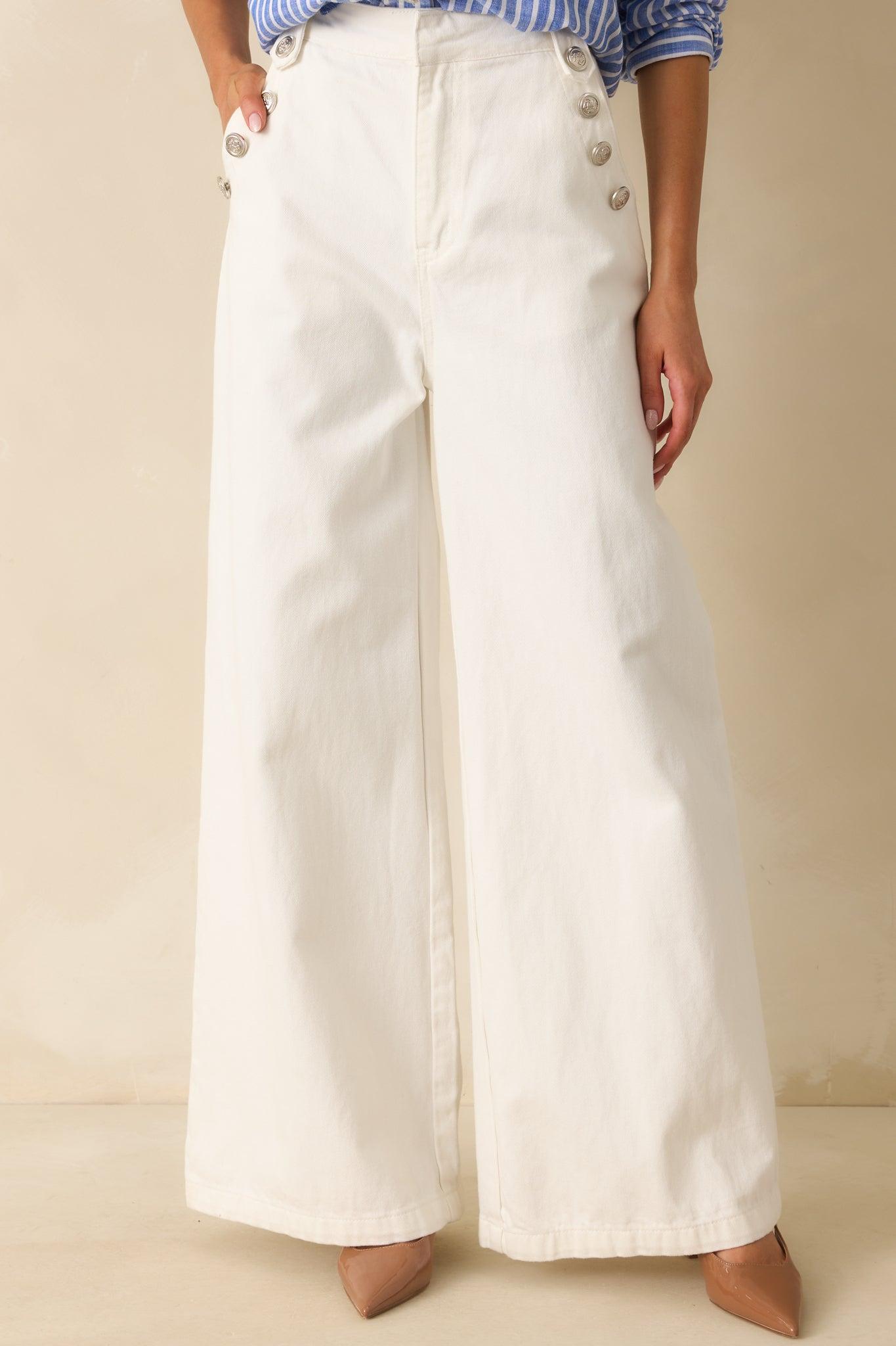 Shopping Day White Wide Leg Jeans Product Image