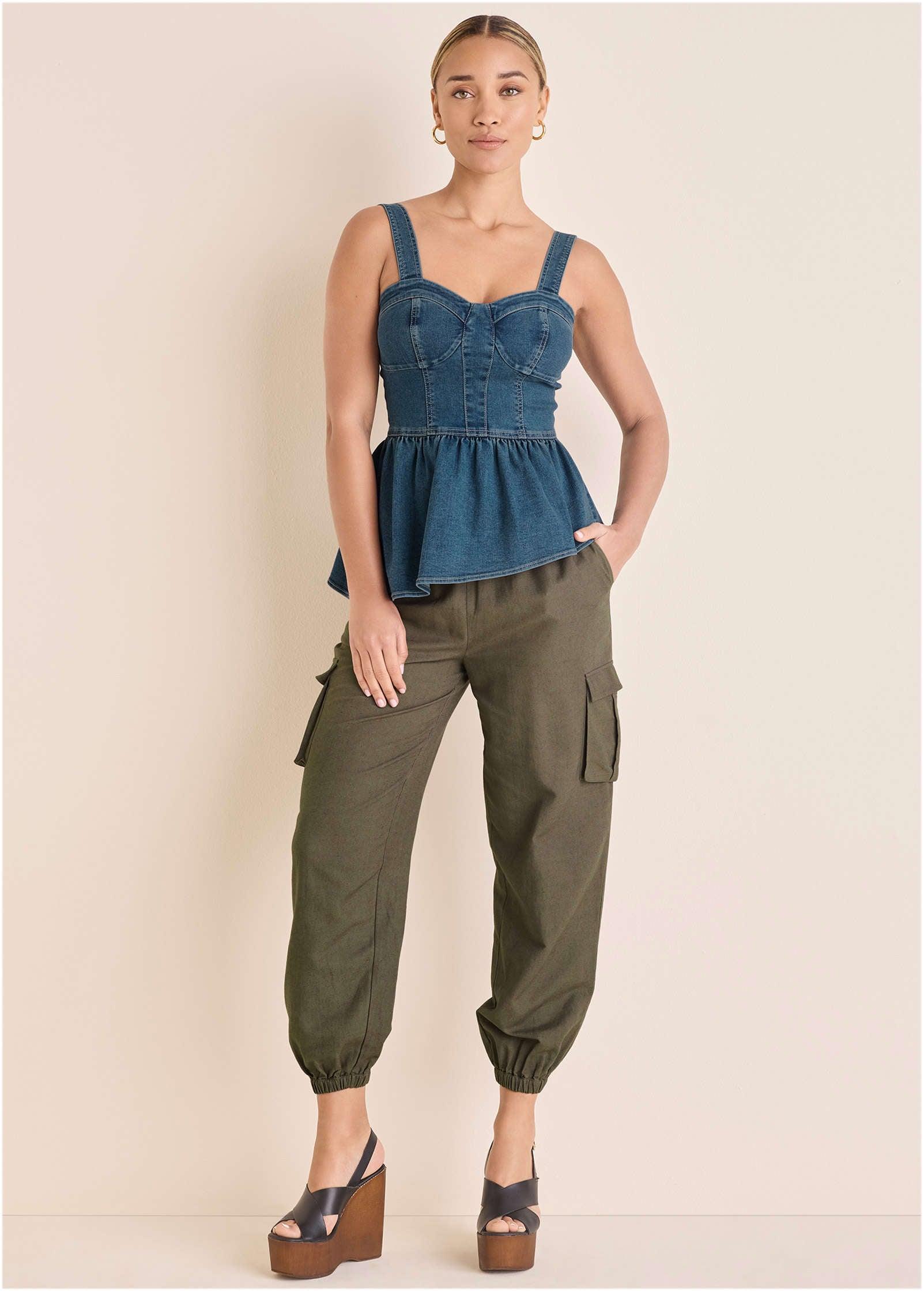 Linen Cargo Jogger - Brown Product Image