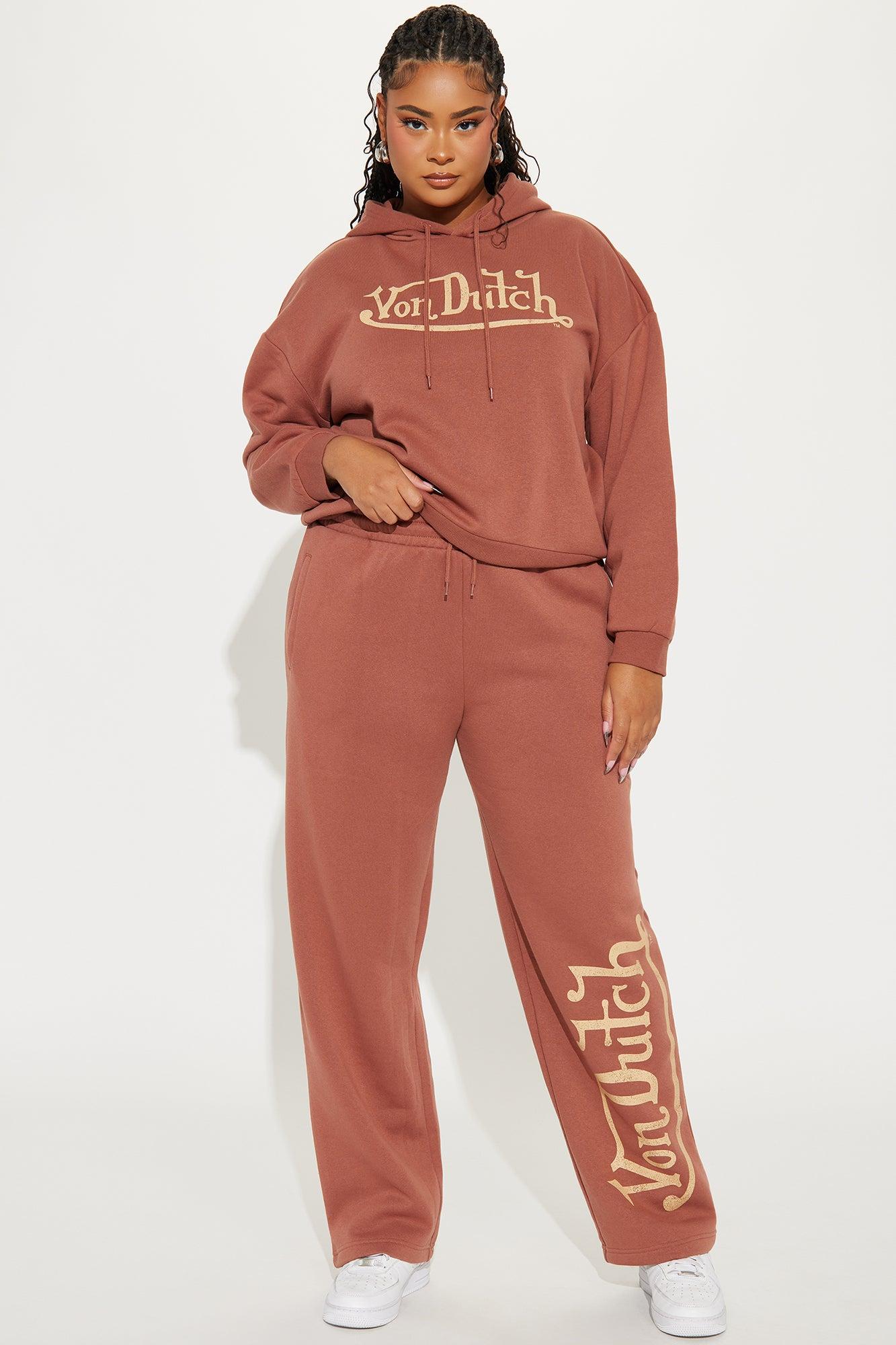 Von Dutch Vintage Cropped Hoodie - Mocha Product Image
