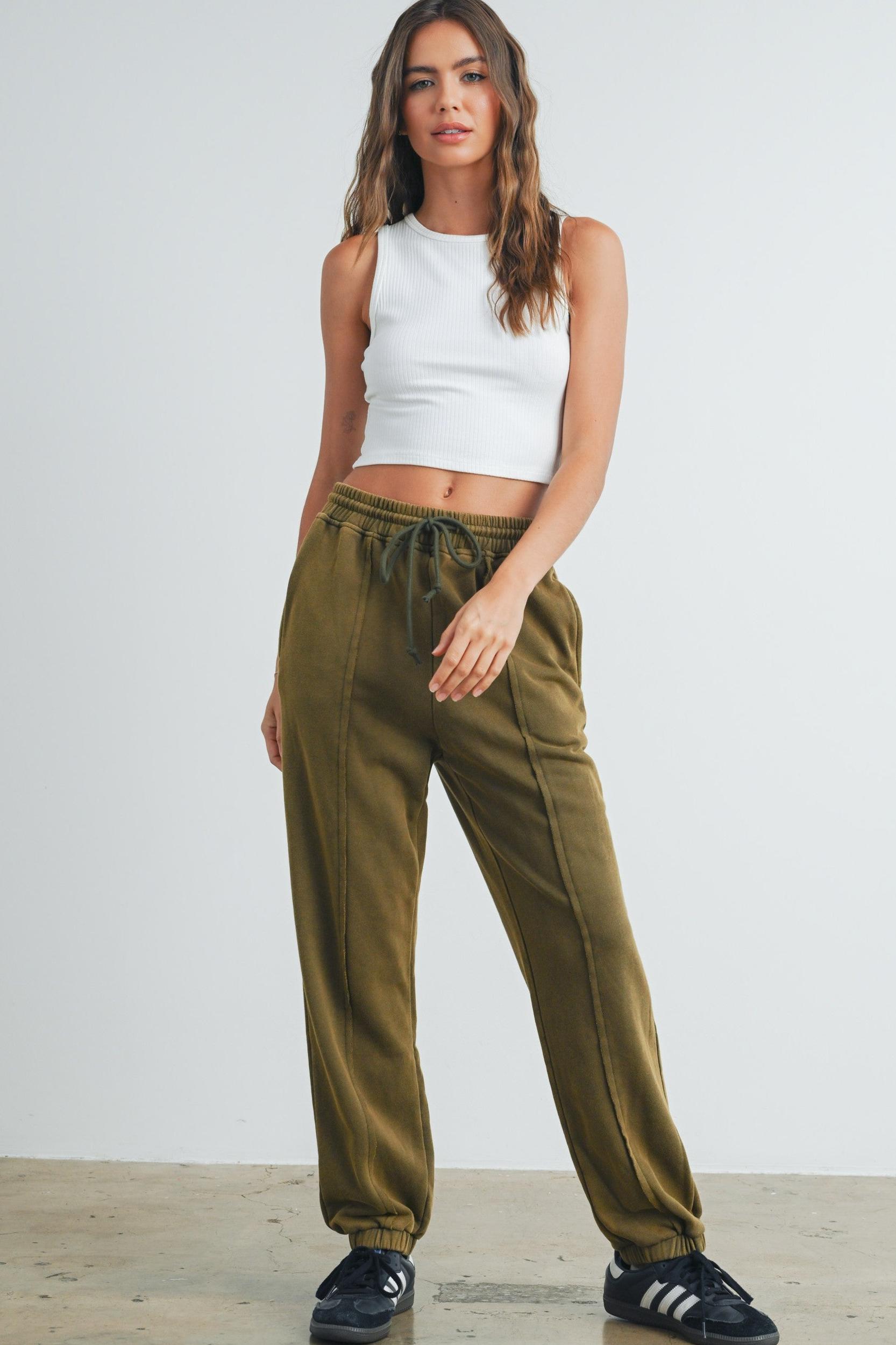 Washed Drawstring Jogger Pants Product Image