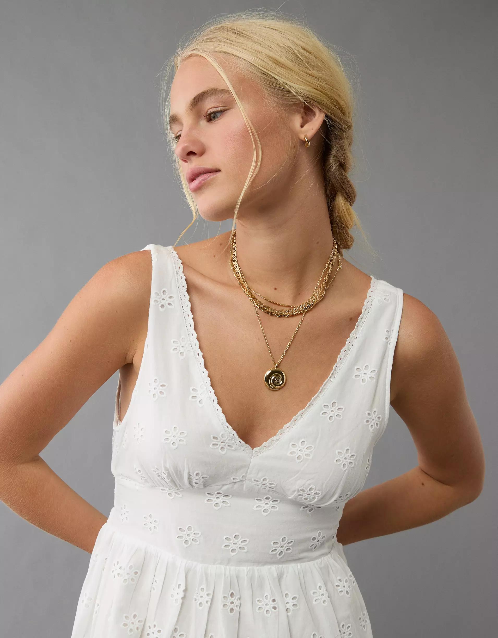 AE V-Neck Scalloped Mini Dress Product Image