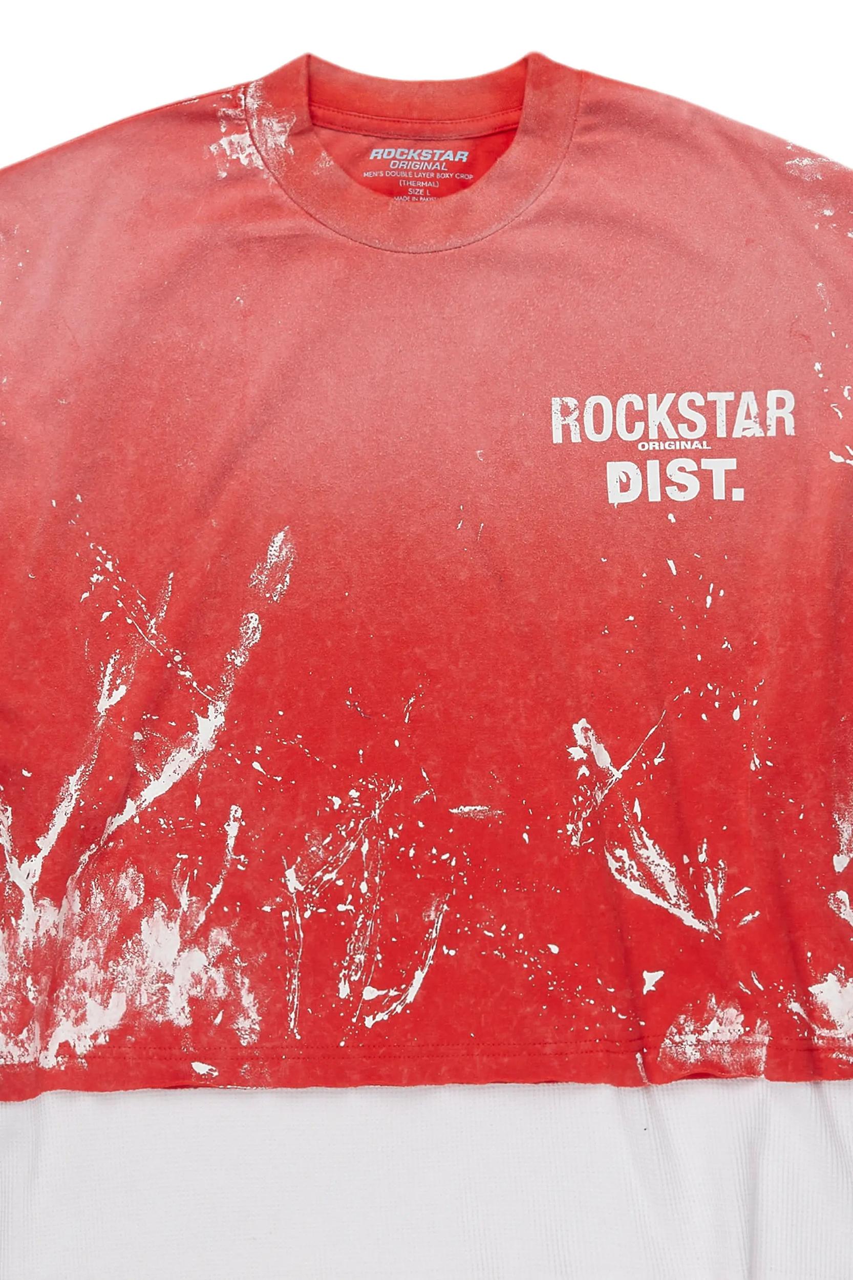 Mariela Red/White Double Layer Graphic T-Shirt Female Product Image