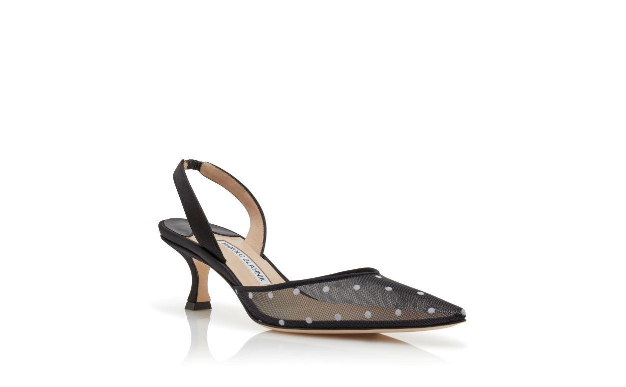 CAROLYNE Black Mesh Slingback Pumps Product Image