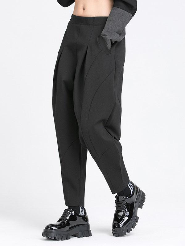 Simple Harem Pants Loose Elasticity Solid Color Casual Pants Bottoms Product Image