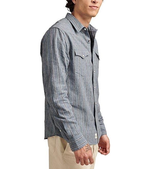 Lucky Brand Long Sleeve Mesa Western Inspired Striped Linen-Blend Shirt Product Image