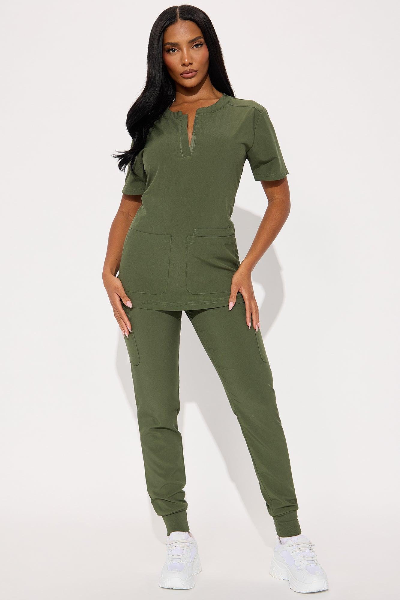 Daily Clock In 4 Way Stretch Uniform Scrub Jogger Set - Olive Female Product Image