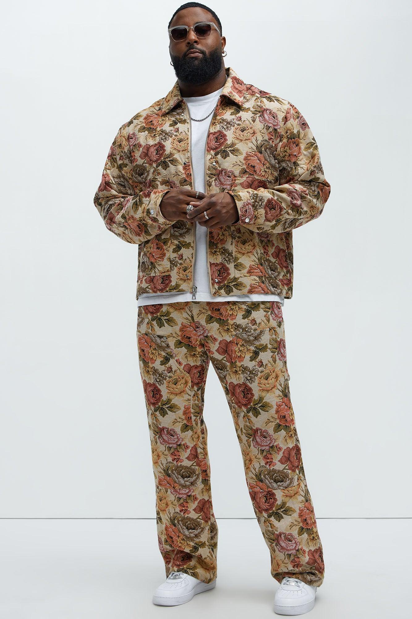 Bellevue Flared Tapestry Carpenter Pants - Taupe/combo Product Image