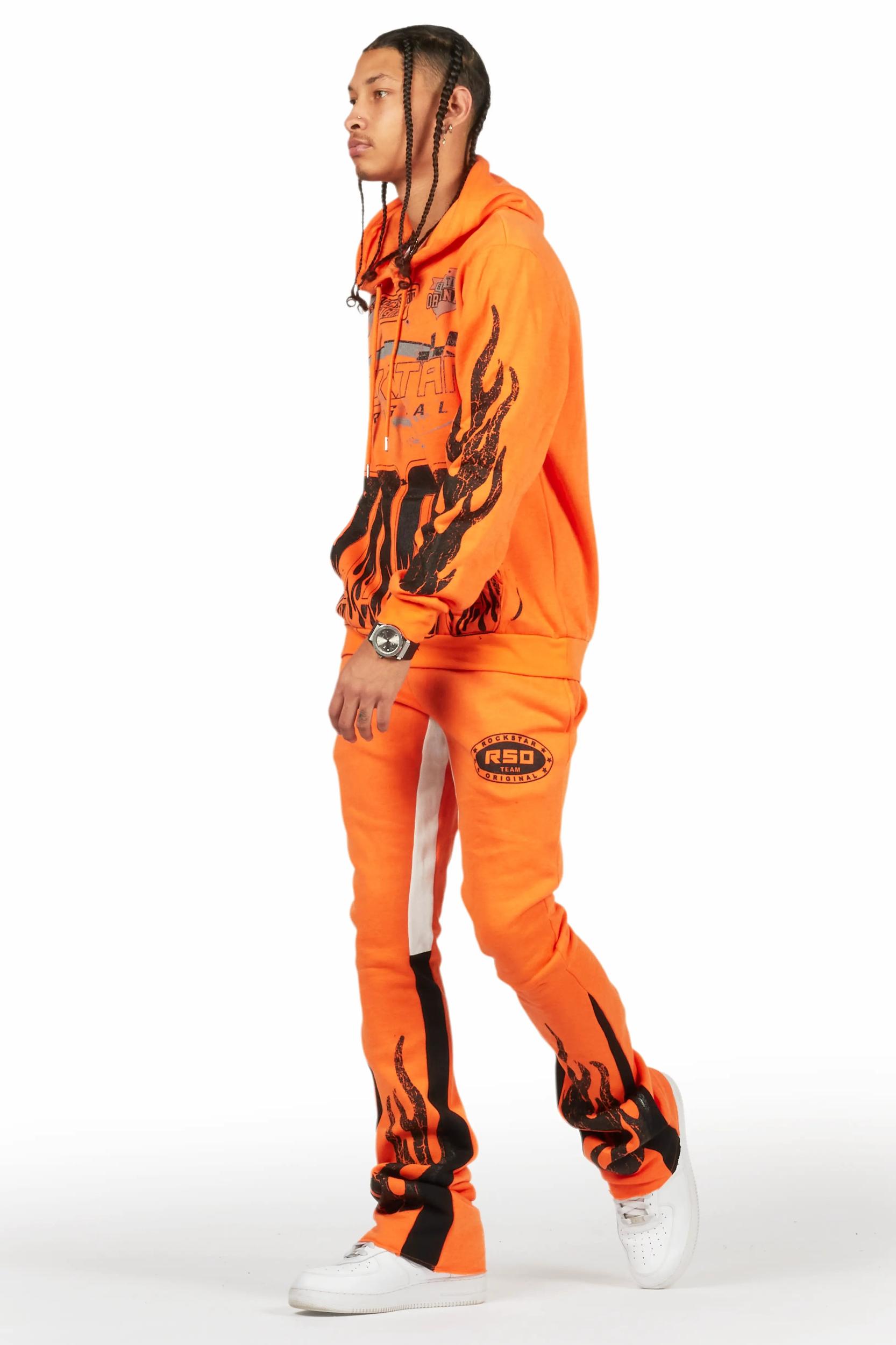 Amos Orange Hoodie/Stacked Flare Track Set Male Product Image