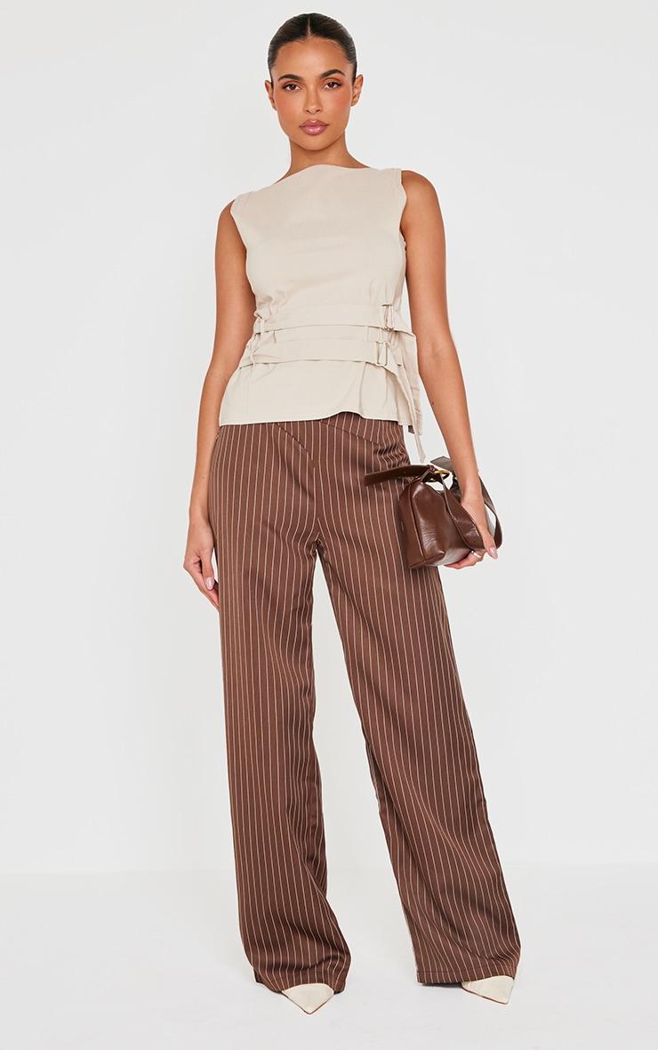 Stone Bengaline Boatneck Buckle Detail Long Top Product Image