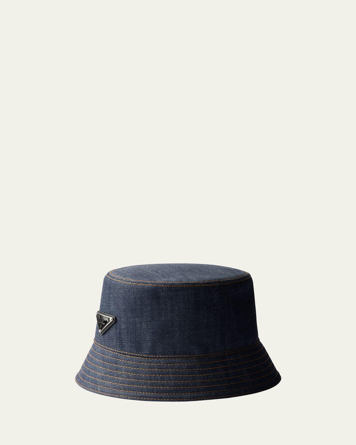 Mens Denim Triangle-Logo Bucket Hat Product Image
