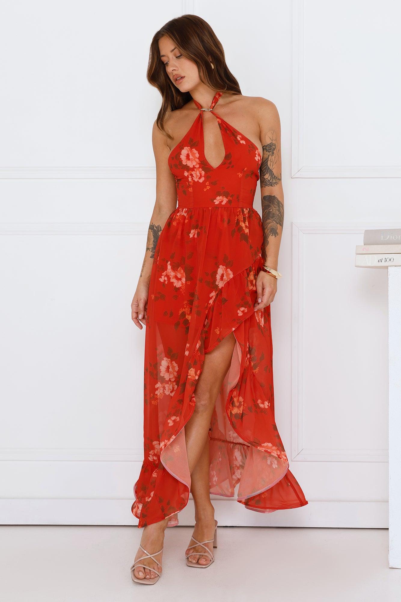 High Sun Halter Maxi Dress Orange Product Image