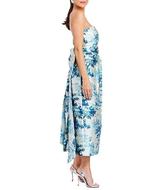 Mestiza New York Lorena Silk Blend Floral Print Strapless Convertible Bow Midi Dress Product Image