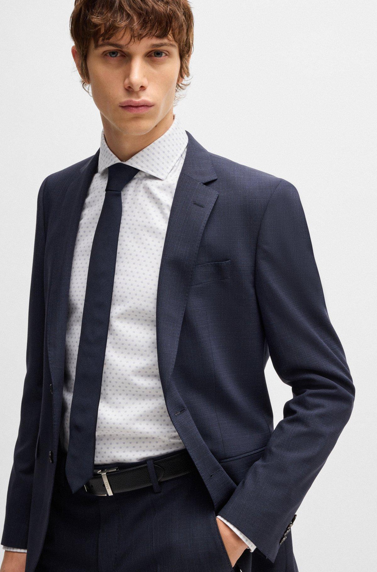 Slim-fit shirt in structured cotton Product Image